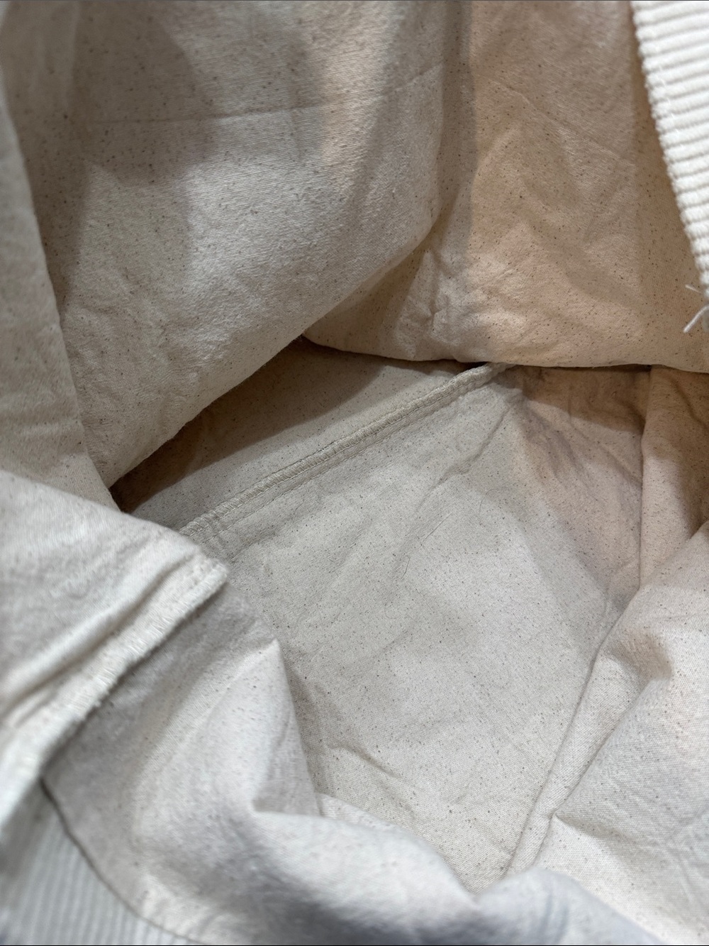 SEZANE Les Composantes Octobre Ecru Corduroy Tote Bag Cream Canvas Lined - Picture 5 of 7
